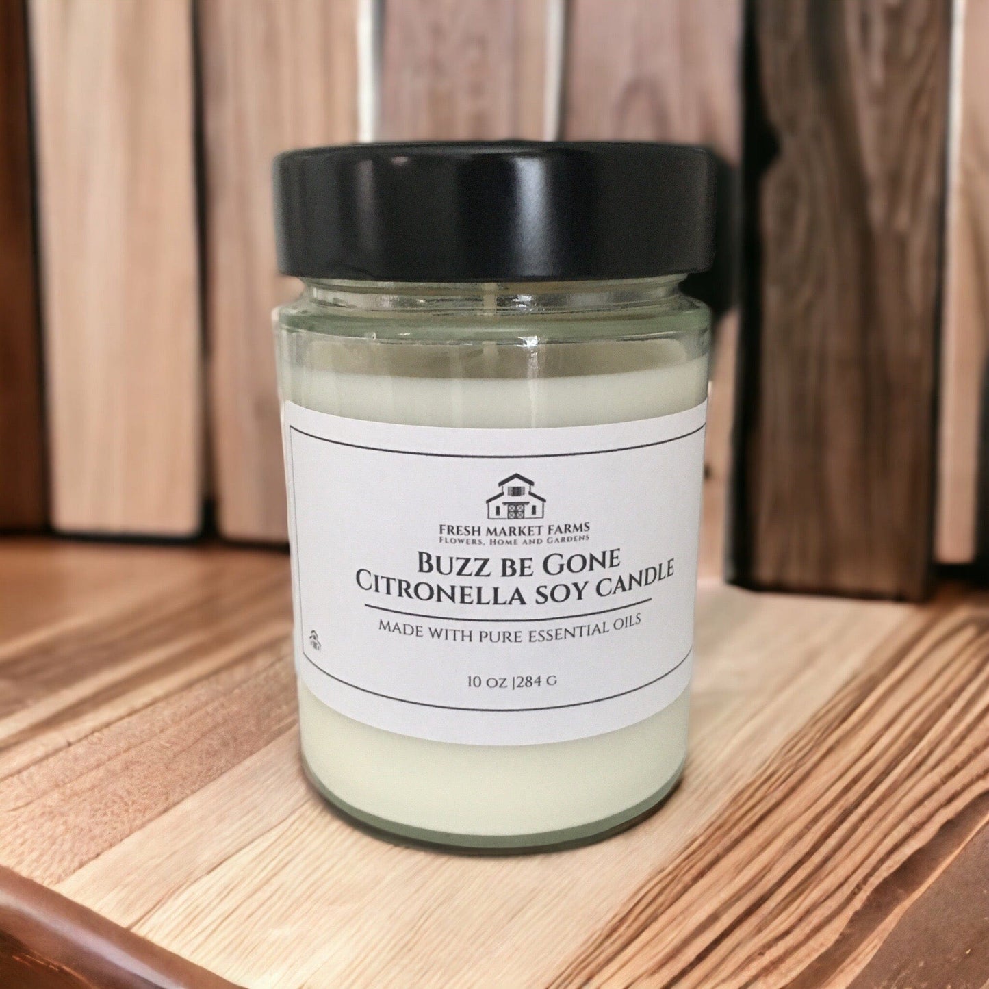 ZERO WASTE BUZZ BE GONE OUTDOOR ORGANIC CITRONELLA & LEMONGRASS HAND POURED SOY CANDLE - 10oz