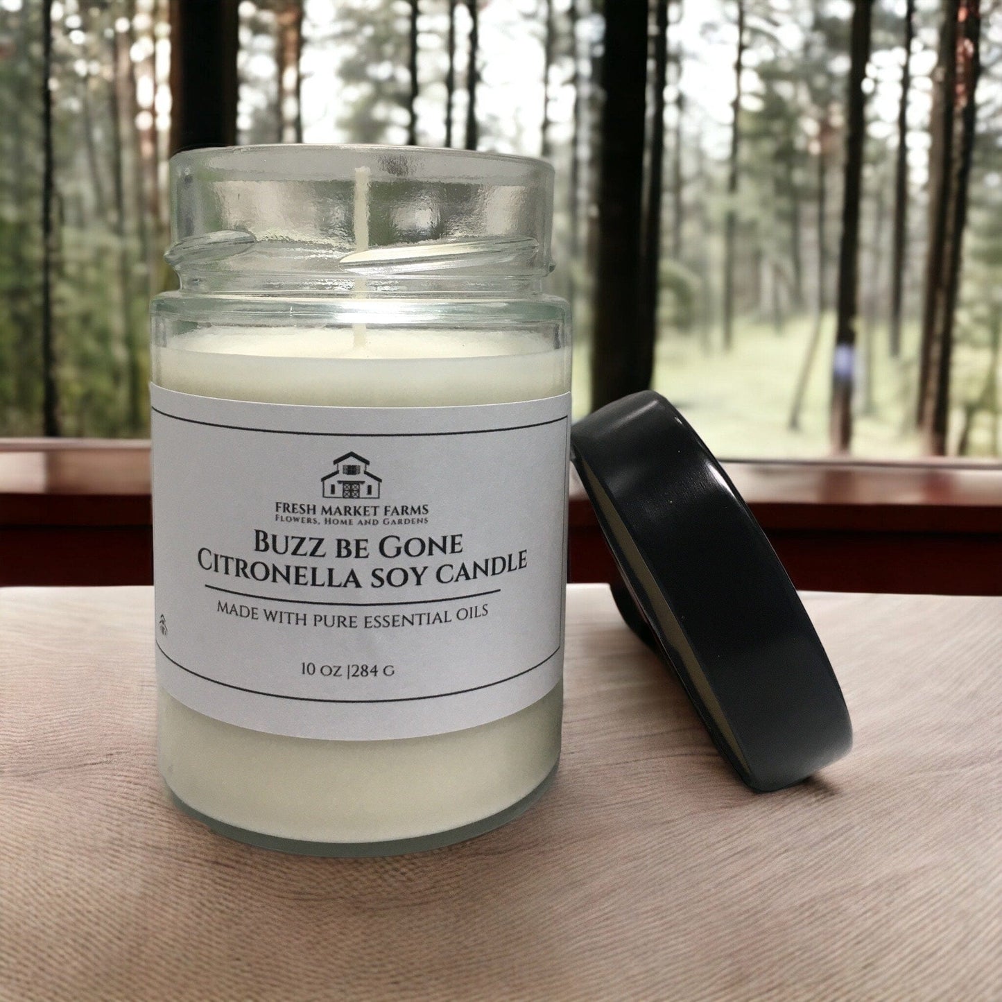 ZERO WASTE BUZZ BE GONE OUTDOOR ORGANIC CITRONELLA & LEMONGRASS HAND POURED SOY CANDLE - 10oz