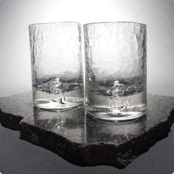 HANDBLOWN CRACKLED GLASSES & RECYCLED CHOPSTICK COASTERS
